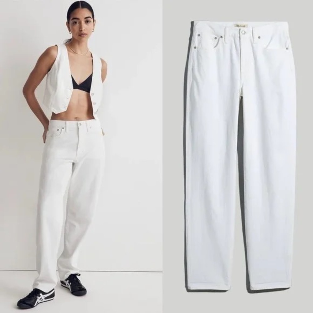 Madewell The Slouchy Boyjean In Ivory White Wash Women’ Relaxed Jeans Sz 26
